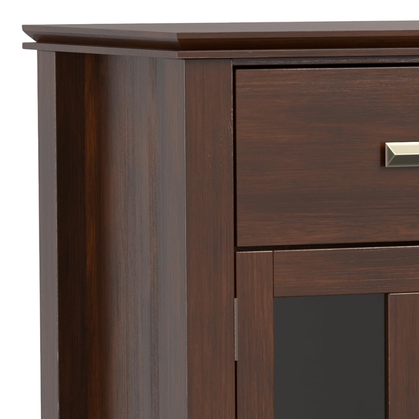 SIMPLIHOME Artisan Buffet - 54 inch Wide Solid Wood 3-Door Sideboard Buffet in Russet Brown, Transitional Storage Cabinet for Dining Room or Kitchen with Adjustable Shelves and Bronze Hardware