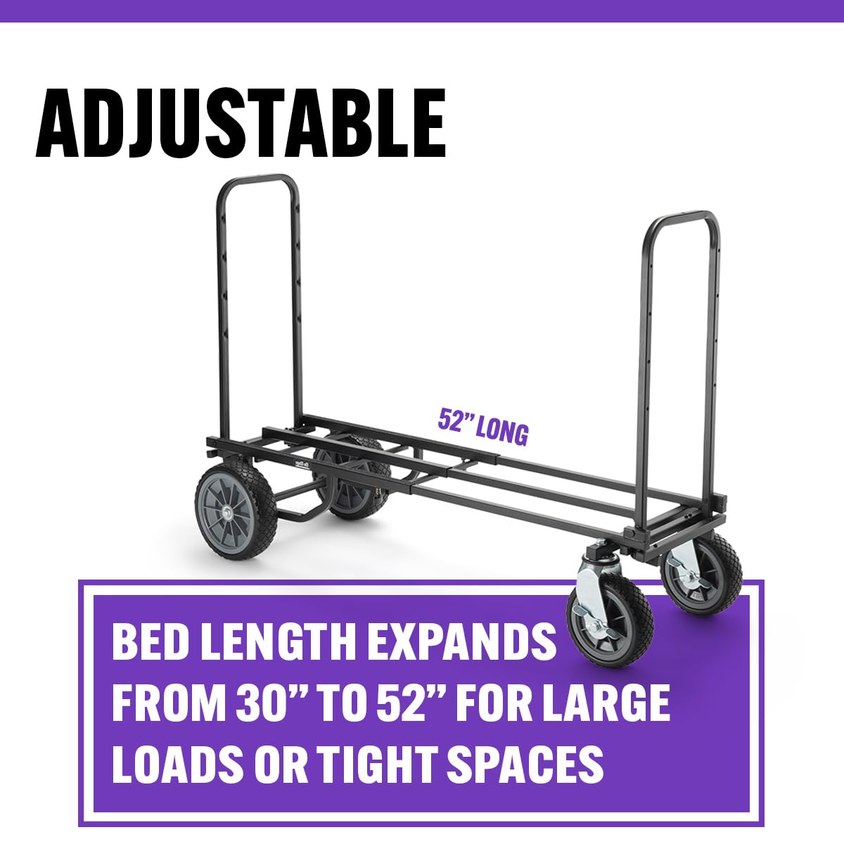 On-Stage UTC5500 All-Terrain Utility Cart (Rolling Dolly Handcart, Heavy-Duty Transportation, Load in and Load Out Equipment, Adjustable Length, Treaded Wheels and Locking Casters, Black Finish)