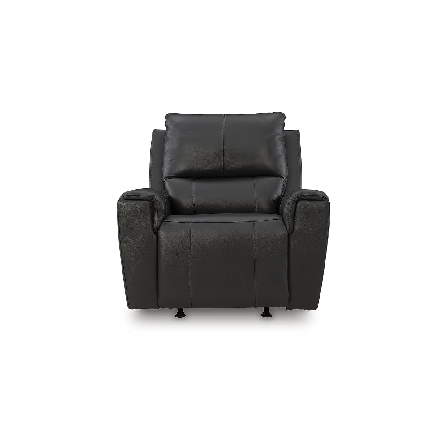 Signature Design by Ashley Glassmere Contemporary Leather Match Rocker Recliner with Arm Rest, Black