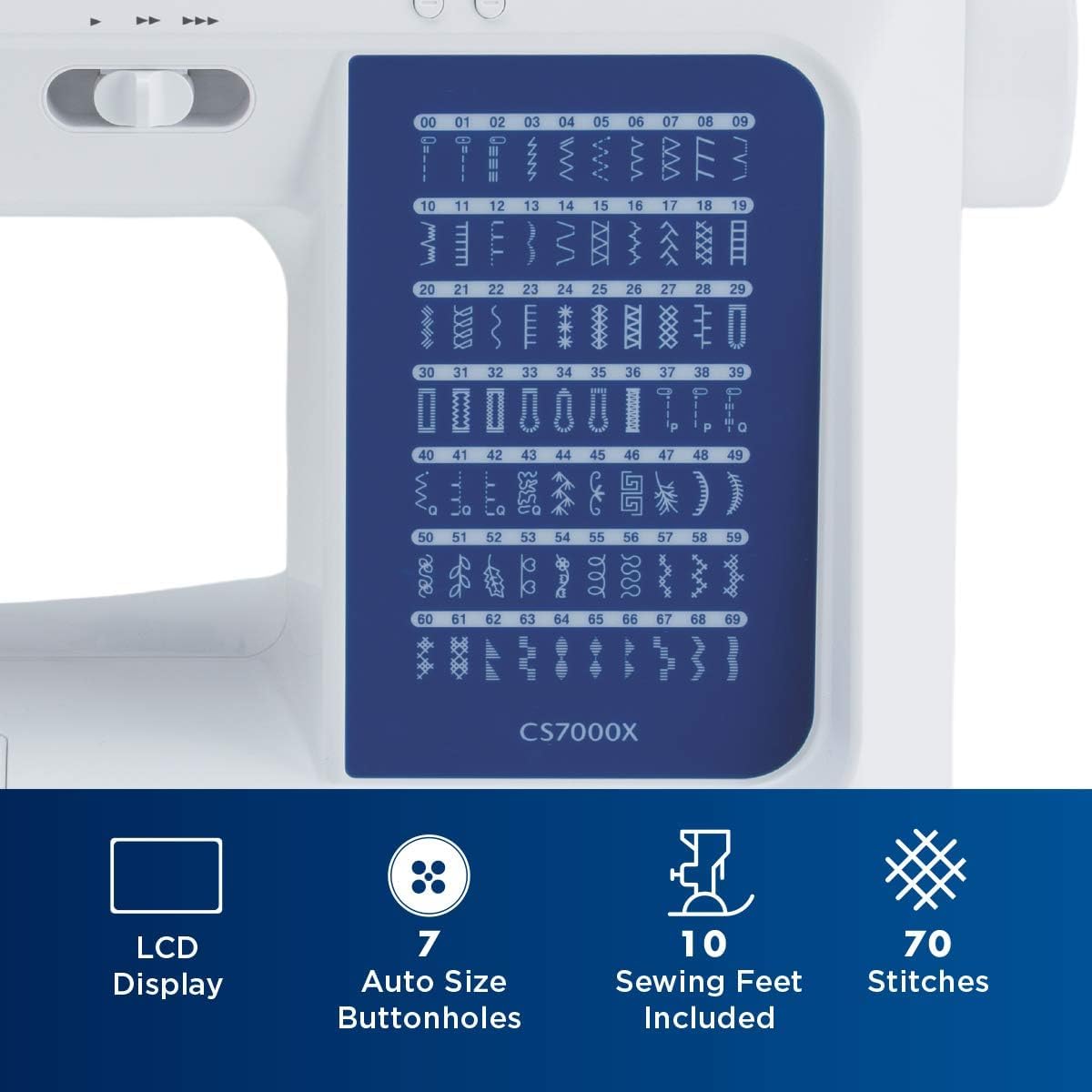 Brother CS7000X Computerized Sewing and Quilting Machine (70 Built-in Stitches) + SASEW6 6-Piece Thread Pack + PWB250 Pre-Wound Embroidery Bobbins (10 Pack, White)