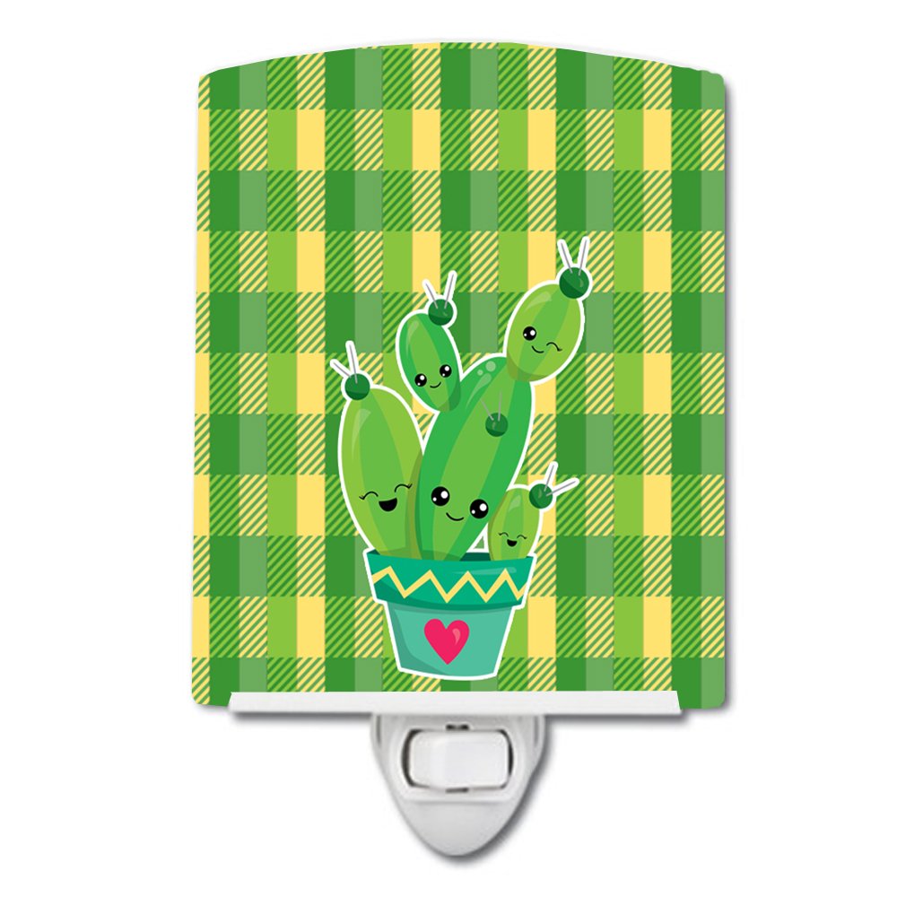 Carolines Treasures Ceramic Night Light, Cactus Striped Plaid, 6in x 4in, Model BB6853CNL, UL-Certified for Bedroom, Bathroom, Nursery