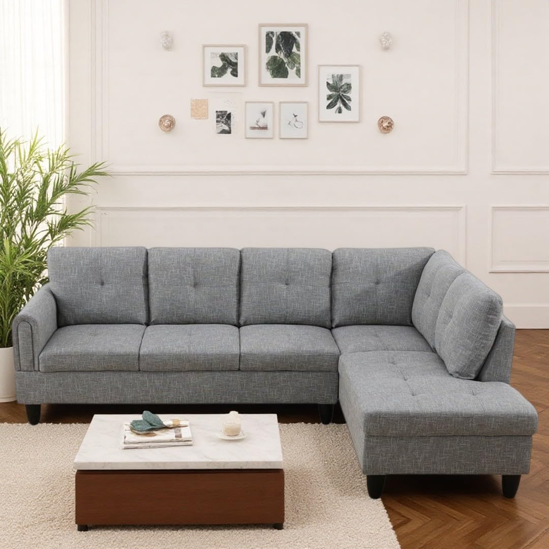 NicBex Comfy Couches for Living Room, 2-Piece 97" L-Shaped Sectional Couch with Movable Chaise, Modern Sofa Living Room Set for Apartment, Office & Bedroom, Dark Grey