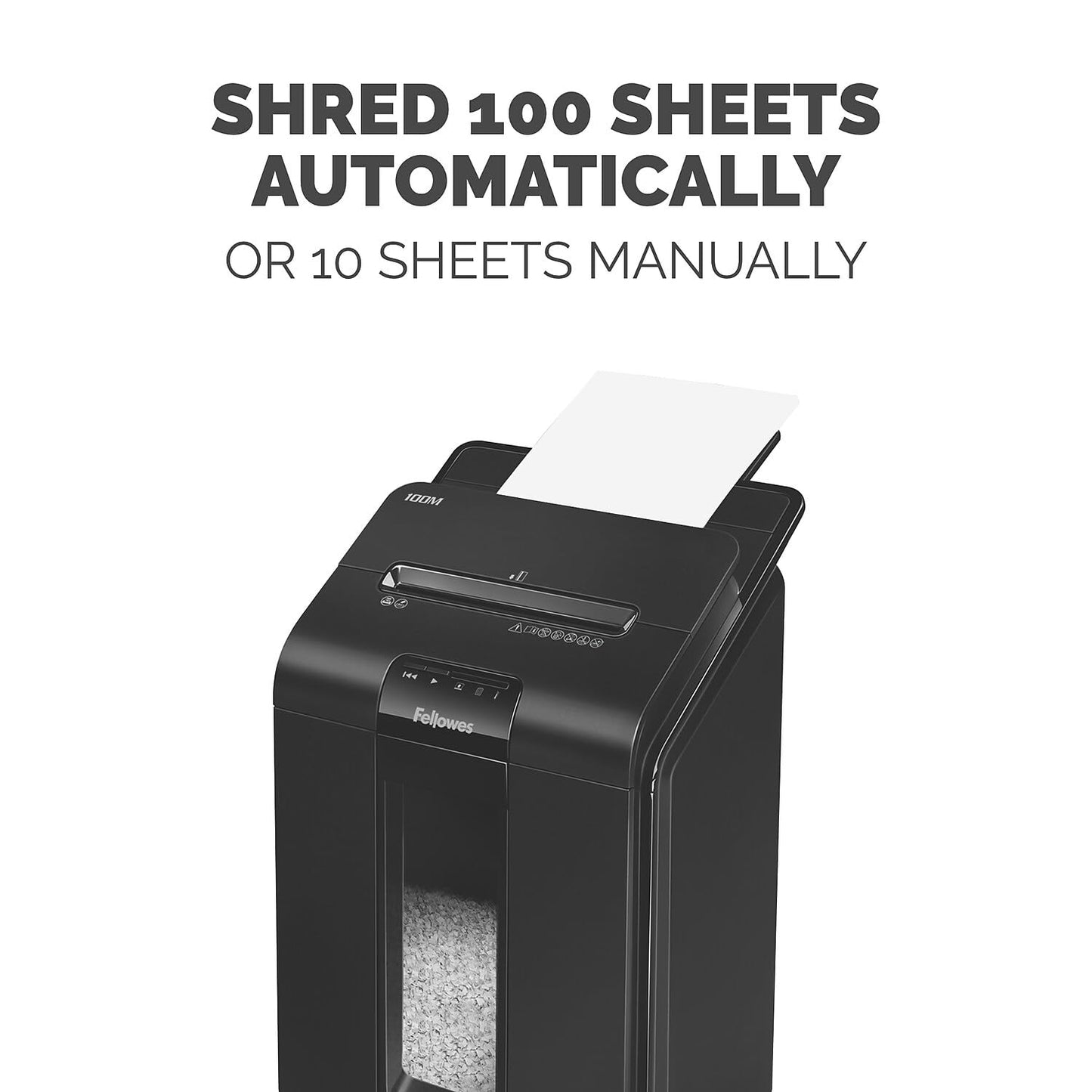 Fellowes AutoMax Micro-Cut 100M Commercial Office Auto Feed 2-in-1 Paper Shredder with 100-Sheet Capacity, Black