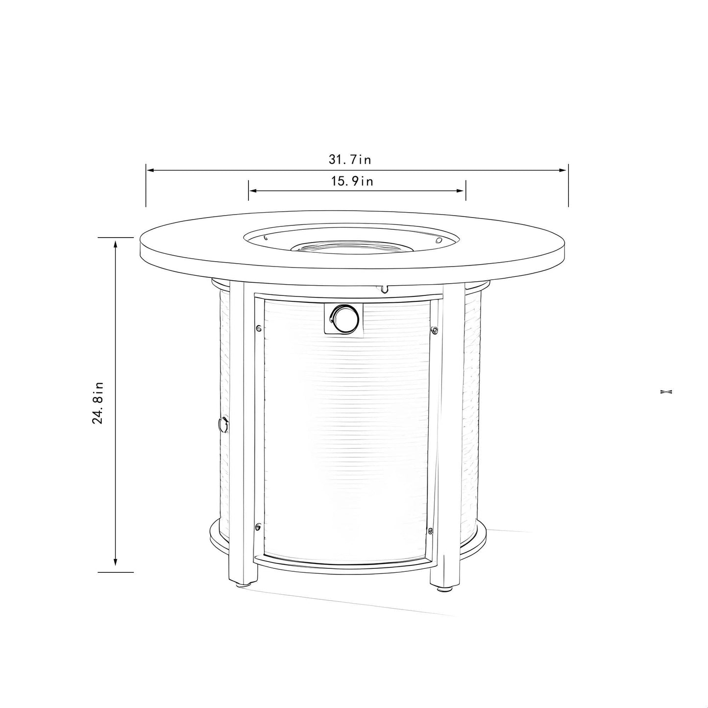 GDFStudio 32" Round Propane Fire Pit Table, 50000 BTU Outdoor Gas Heater with Steel Top & Wicker-Style Base, for Patio Deck Garden Backyard, Black