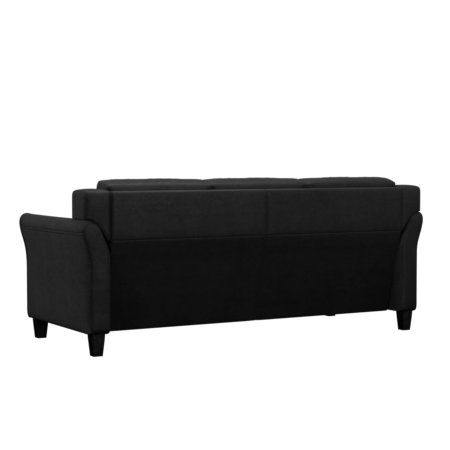 Studio Living Harrington 80.3" Sofa, Transitional Modern, Pocket Coil Comfort, Easy Assembly, Microfiber Fabric, Black