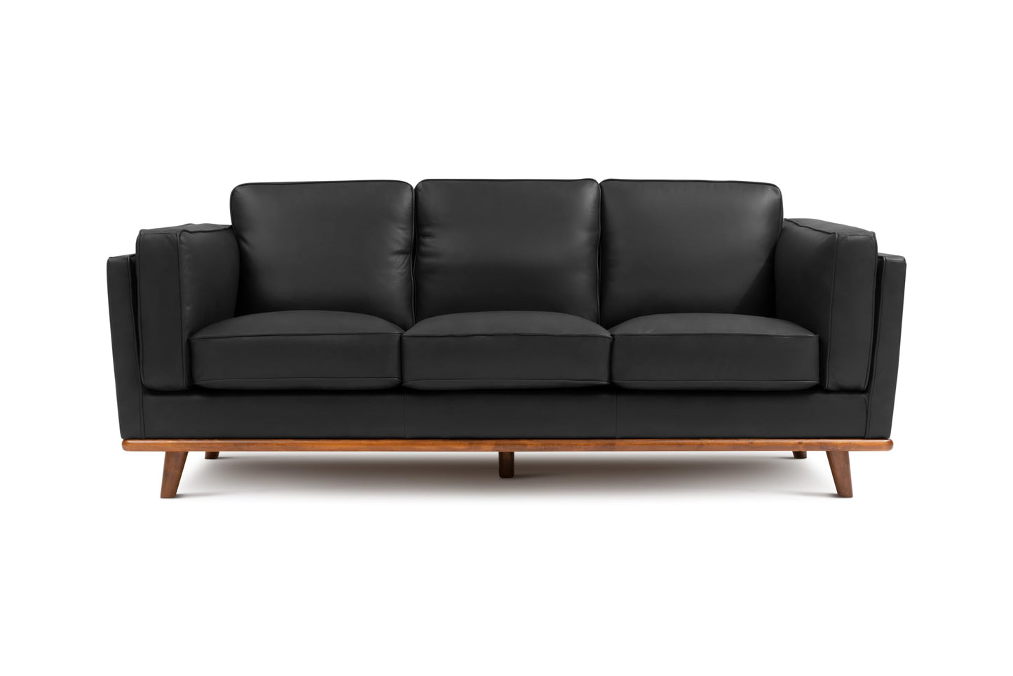 Valencia Artisan Full Leather Sofa 88” | Pure Full Italian Nappa Leather Couch, Solid Wood Accent, Ultimate Comfort, Black