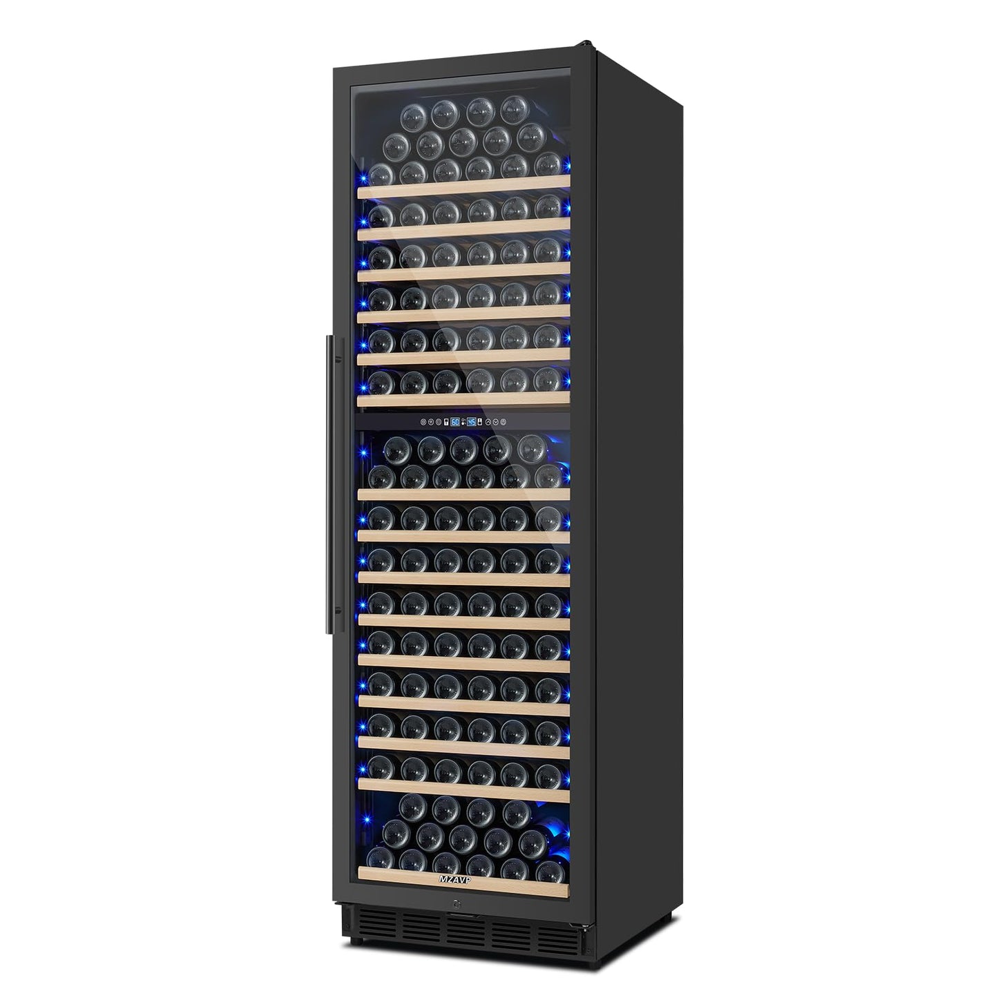 MZAVP 200 Bottle Dual Zone Wine Fridge, 24 Inch Large Wine Cooler Refrigerator Built-In or Freestanding, Tall Wine Cooler with Upgraded Compressor, Temperature Memory, Low Noise and Fast Cooling