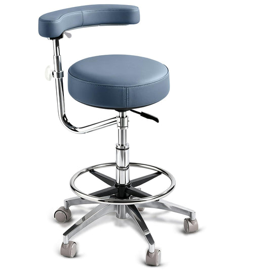 Viviange Ergonomic Dental Stool with Adjustable Height & Rolling Base - Comfortable Dentist Chair for Hygienists, Assistants, & Medical Professionals - Blue Grey