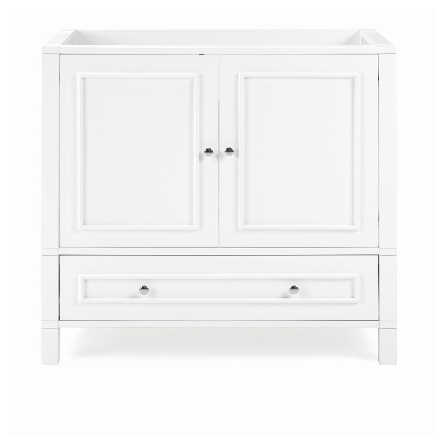 Alaterre Furniture Williamsburg 36 Inch Bathroom Vanity - Freestanding Cabinet Without Sink - Large Wood Vanity with Soft-Close Doors (White)
