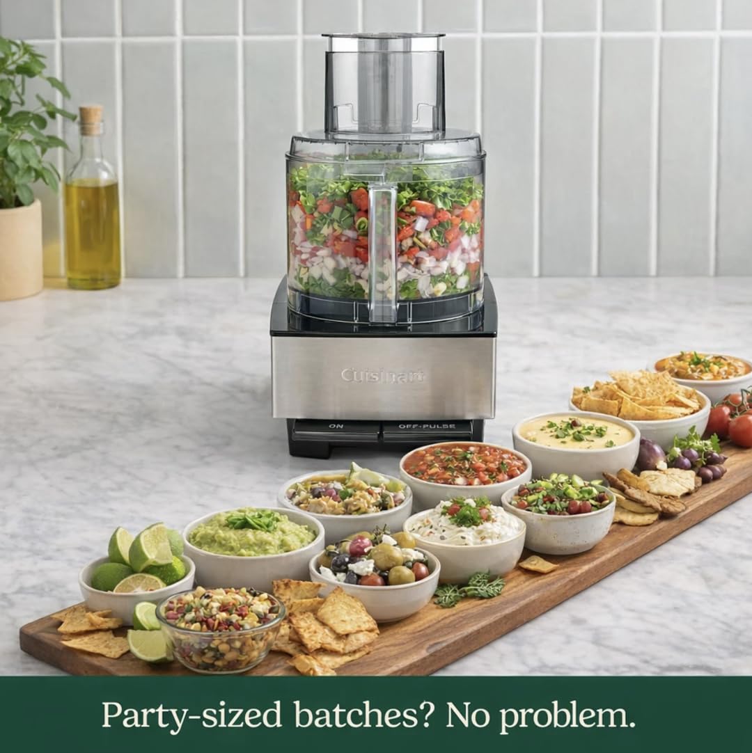 Cuisinart Food Processor, 14-Cup Vegetable Food Chopper for Mincing, Dicing, Shredding, Puree & Kneading Dough, 720-Watt Motor, Stainless Steel, DFP-14BCNY