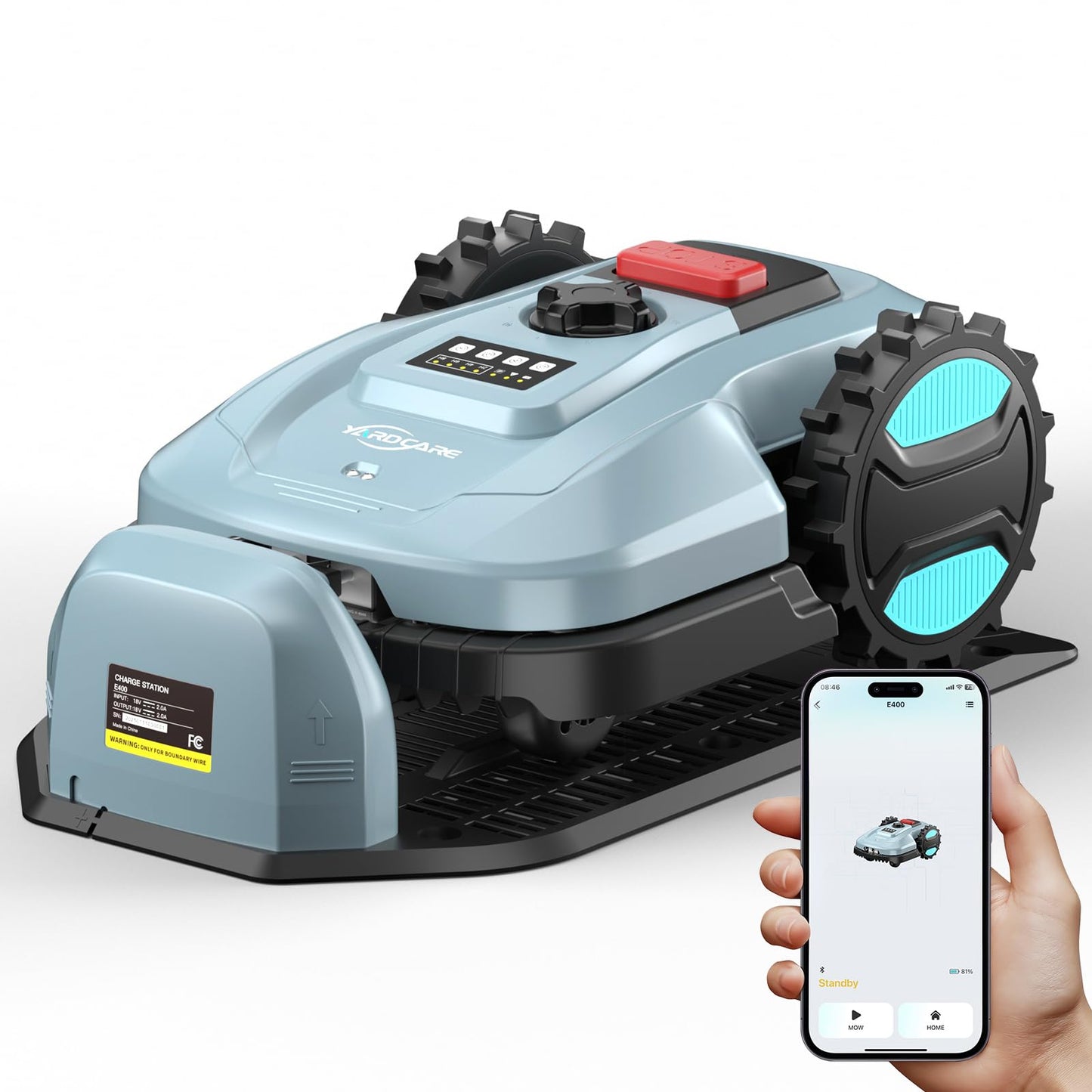 2026 New Robot Lawn Mower with App Control – Features Adjustable Cutting Height, Auto-Charging, Obstacle Detection and Brushless Motor for Lawns Up to 1/8 Acre, Light Gray