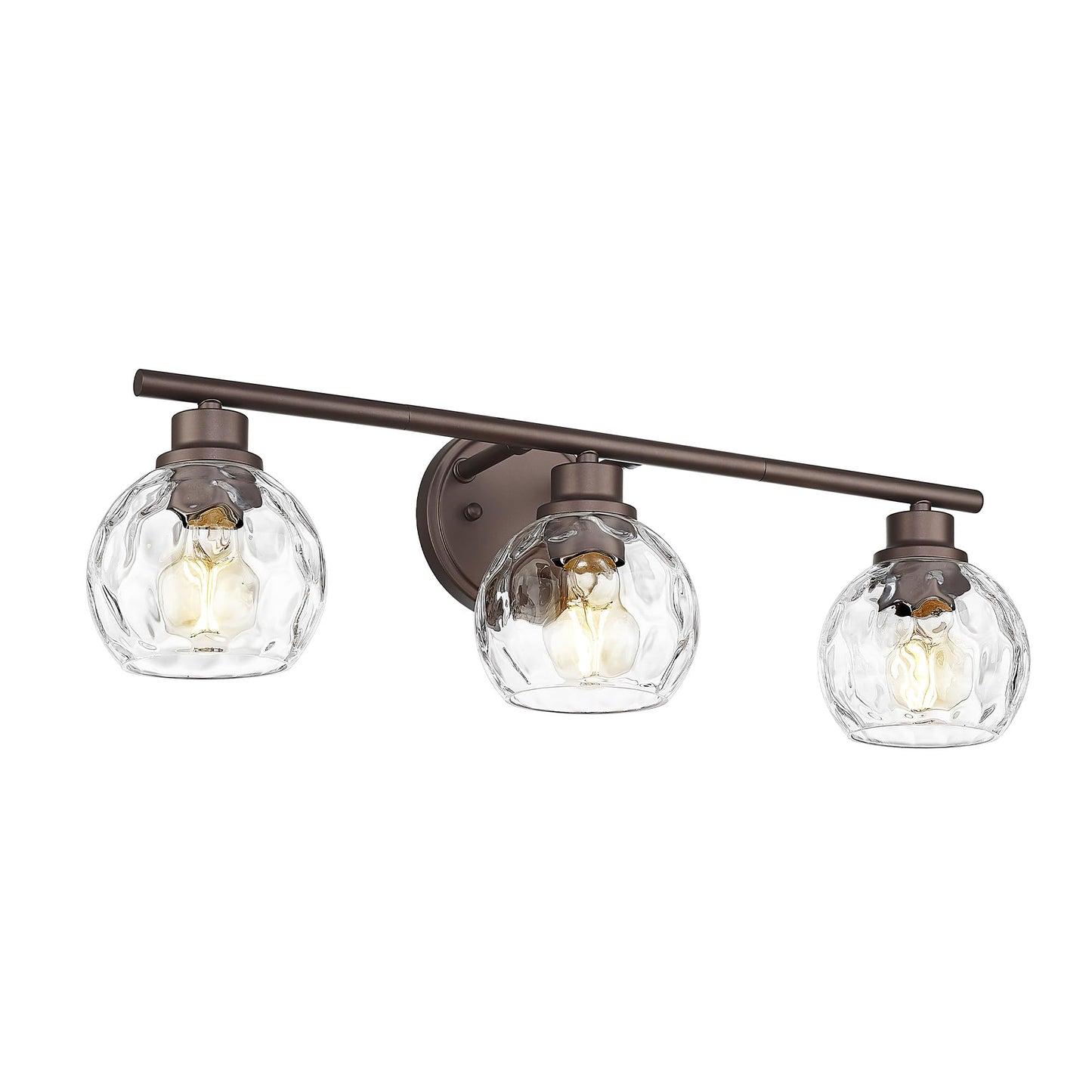 Emliviar 3-Light Bathroom Vanity Light, Water Ripple Globe Glass, Oil Rubbed Bronze Finish, Model YE295B, 25 Inch
