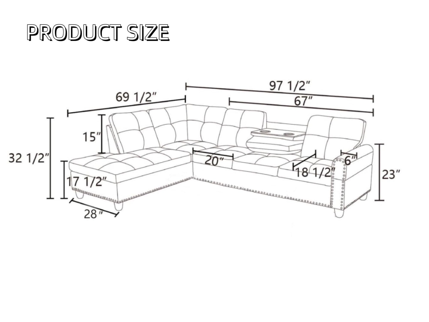 Trygoal L-Shaped Sectional Sofa, Modern Sectional Couches Home Sofas for Living Room with Movable Chaise, Modular Living Room Sets Furniture for Apartment Bedroom & Office, White