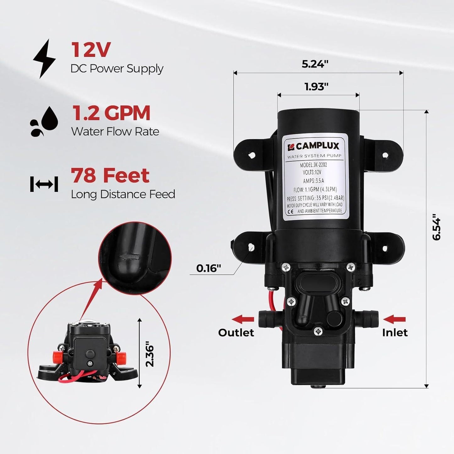 CAMPLUX ENJOY OUTDOOR LIFE 1.32 GPM Outdoor Portable Propane Tankless Water Heater with 1.2 GPM Water Pump Kits, Gray