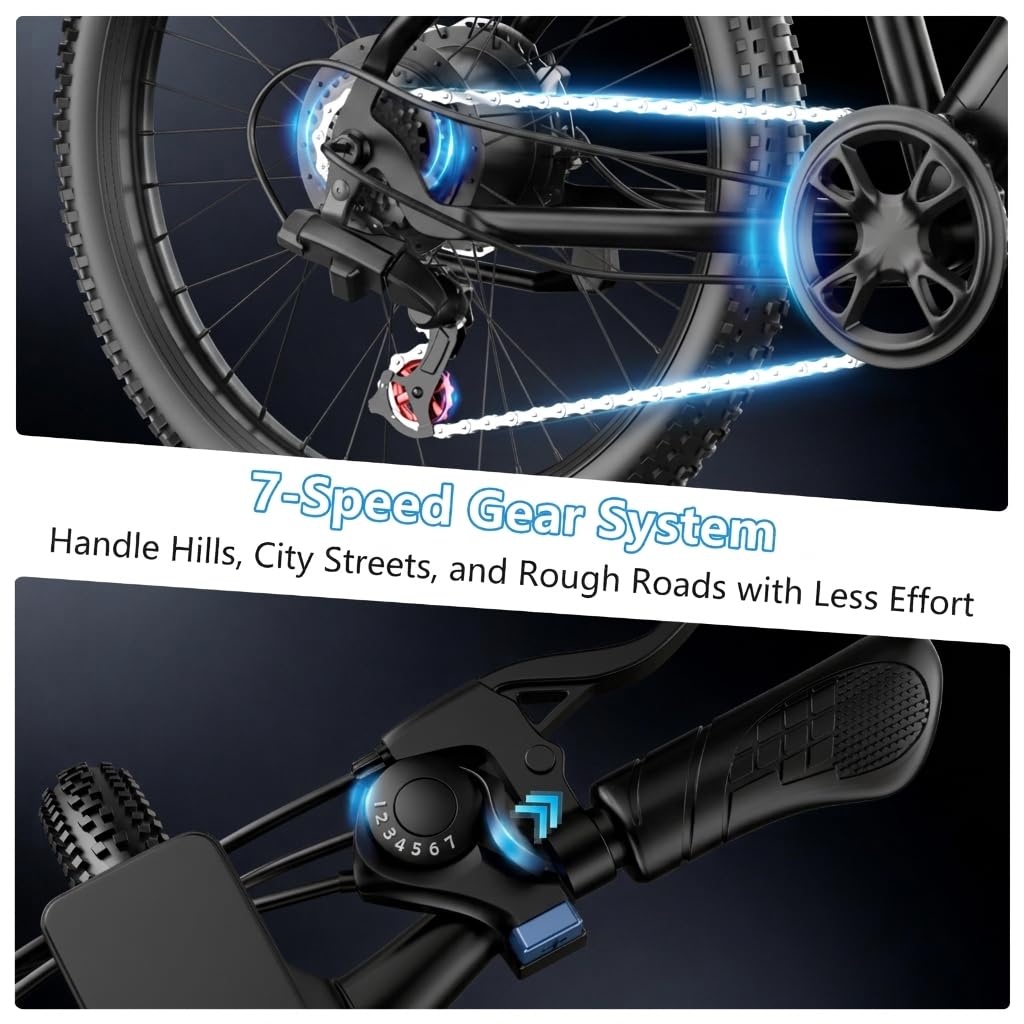 Electric Bike for Adults, 1500W Peak Ebike with 48V 12Ah Removable Battery, 26 inch Electric Bicycles for Commute, City Cruiser E-Bike for Adult, Step-Thru,7-Speed, Up to 25MPH 65 Miles