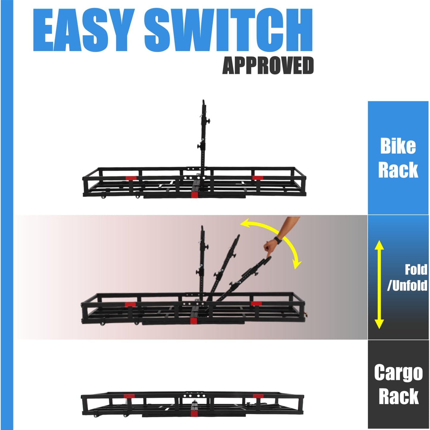 Hitch-Mount Bike Rack for Ebike Heavy-Duty - Comes with Cargo Carrier Fits 2 Electric Fat-Tire Mountain Bicycles Fits 2" Receiver for Car SUV Truck RV Minivan (Blue)