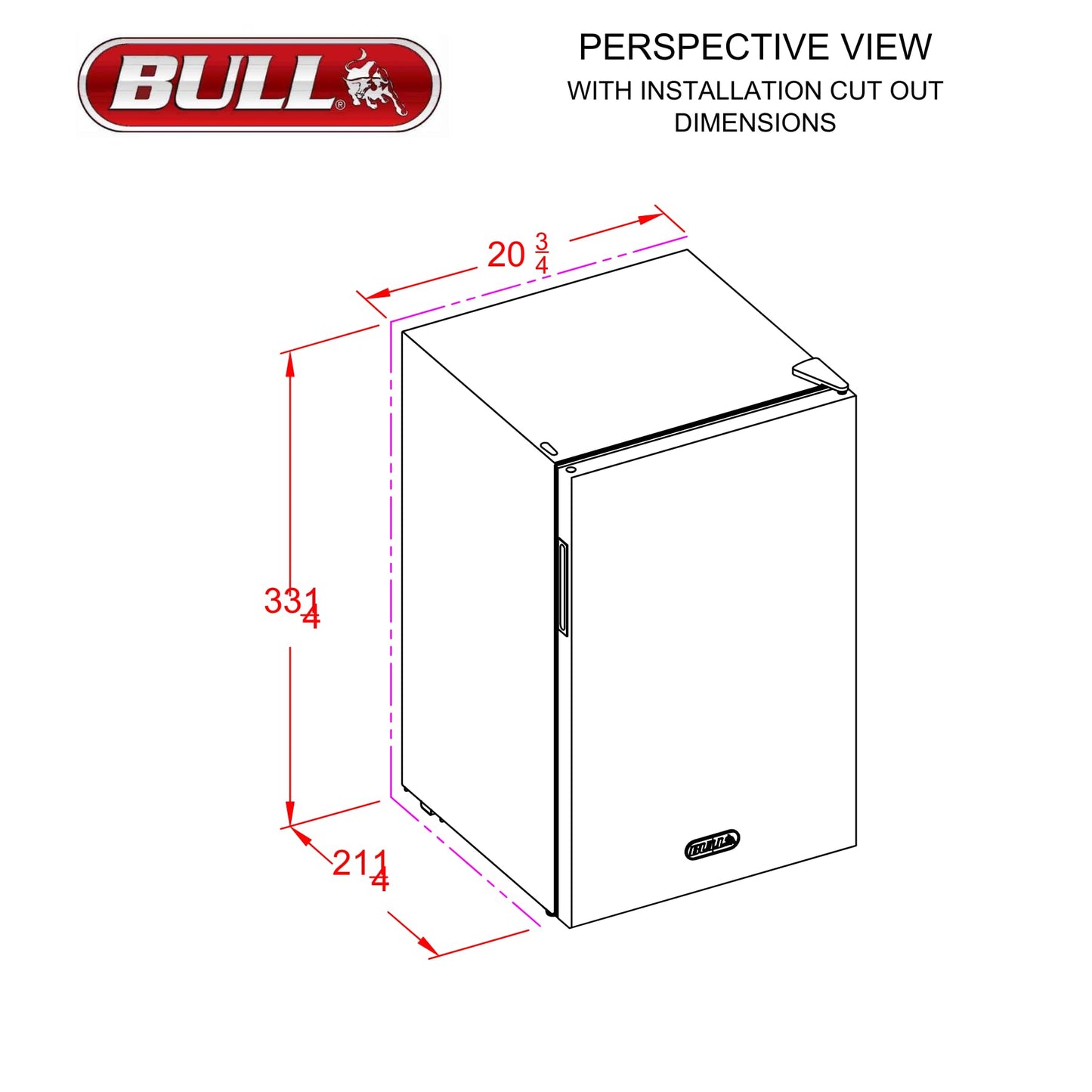 Bull Outdoor Products Contemporary Refrigerator – 4.5 cu. ft. Compact Stainless Steel Outdoor Fridge with Reversible Door and Full Temperature Control