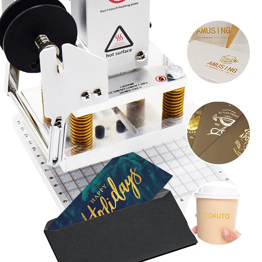 Upgraded Hot Foil Stamping Machine 10x13cm Leather Bronzing Pressure Mark Machine 110V with Full Scale on the Base Plate for PVC Leather PU Paper Logo Embossing