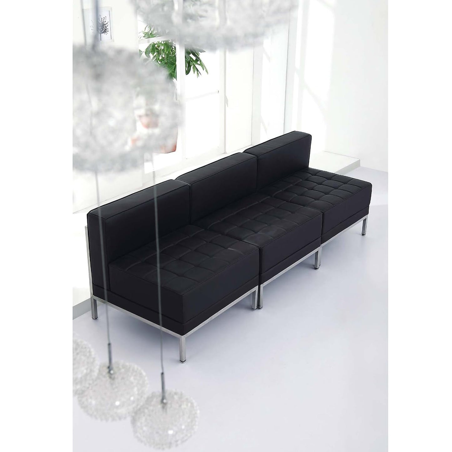 Flash Furniture HERCULES Imagination Series Contemporary Black LeatherSoft Middle Chair