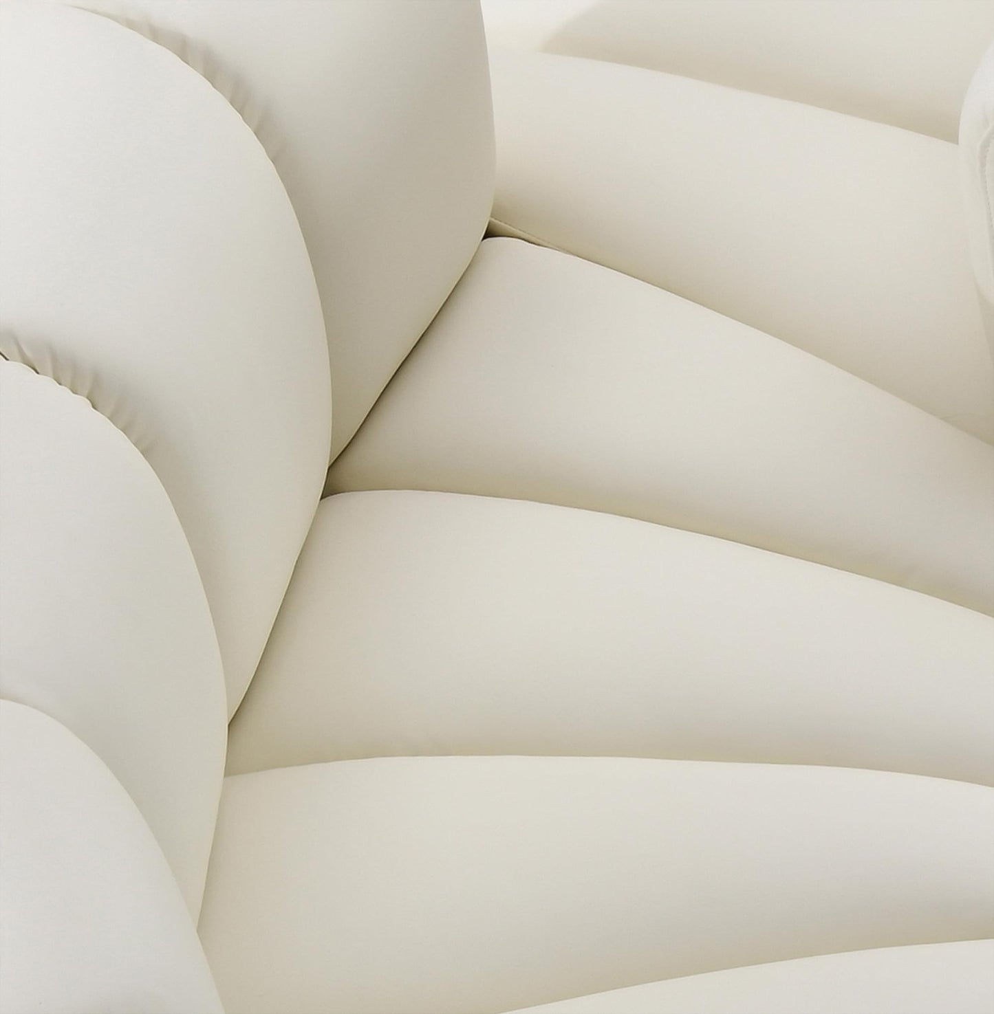 Meridian Furniture 101Cream-S3A Arc Collection Modern | Contemporary Modular Sofa with Soft Cream Vegan Leather, Deep Channel Tufting, Modular Design, 84" W x 39" D x 30" H, Cream