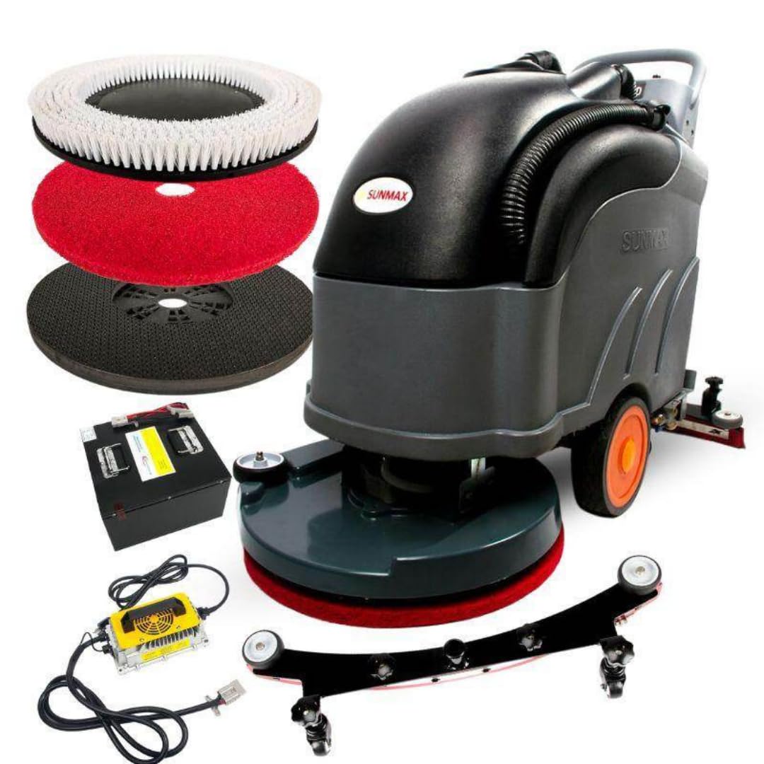 22" Self-Propelled Walk-Behind Floor Scrubber Dryer Machine, Forward & Reverse Drive, Adjustable Speed, 36,000 Ft²/h, 3.5-Hour Fast Charging, Up to 5 Hours Runtime, LiFePO4 Battery