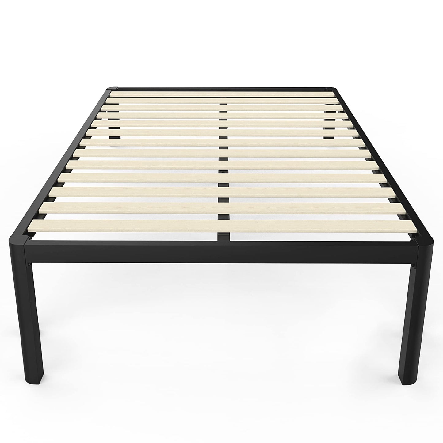 MAF Metal 18 Inch Queen Platform Bed Frame with Anti-Collision Round Legs, Black 3500 Lbs Heavy Duty Bed Frame with Wood Slats, No Box Spring Needed, Easy Assembly