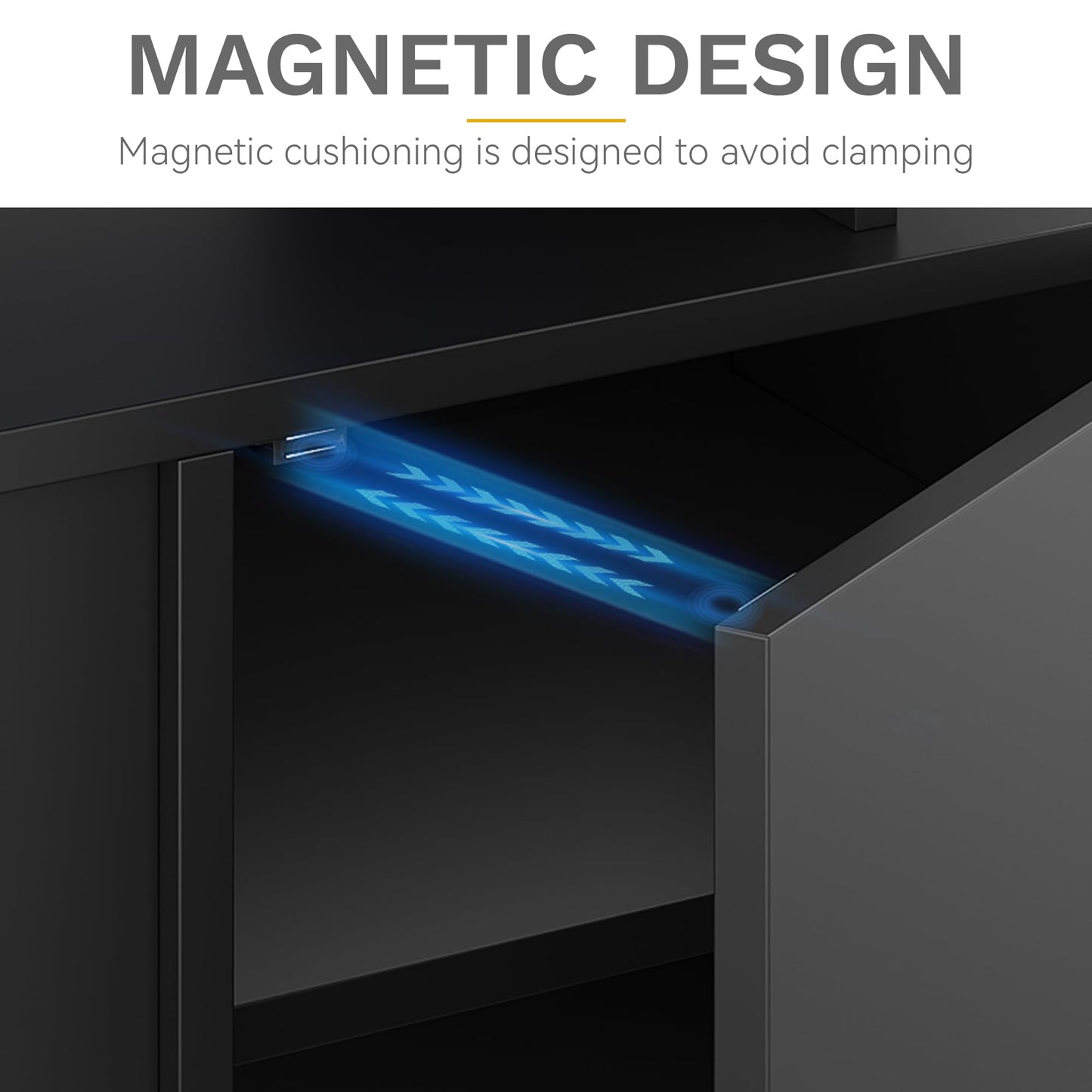 DWVO Modern TV Stand for 75 Inch TVs, Entertainment Center with LED Lights, TV Console with Storage Cabinets & Movable Partition for Living Room, Black