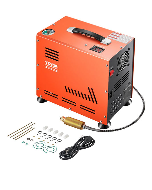 VEVOR PCP Air Compressor, 800W Dual-Cylinder PCP Airgun Compressor 4500PSI/30Mpa with Built-in Fan Cooling System, Auto-Stop | Oil Free Paintball Tank Compressor for Air Rifle, Scuba Diving Bottle