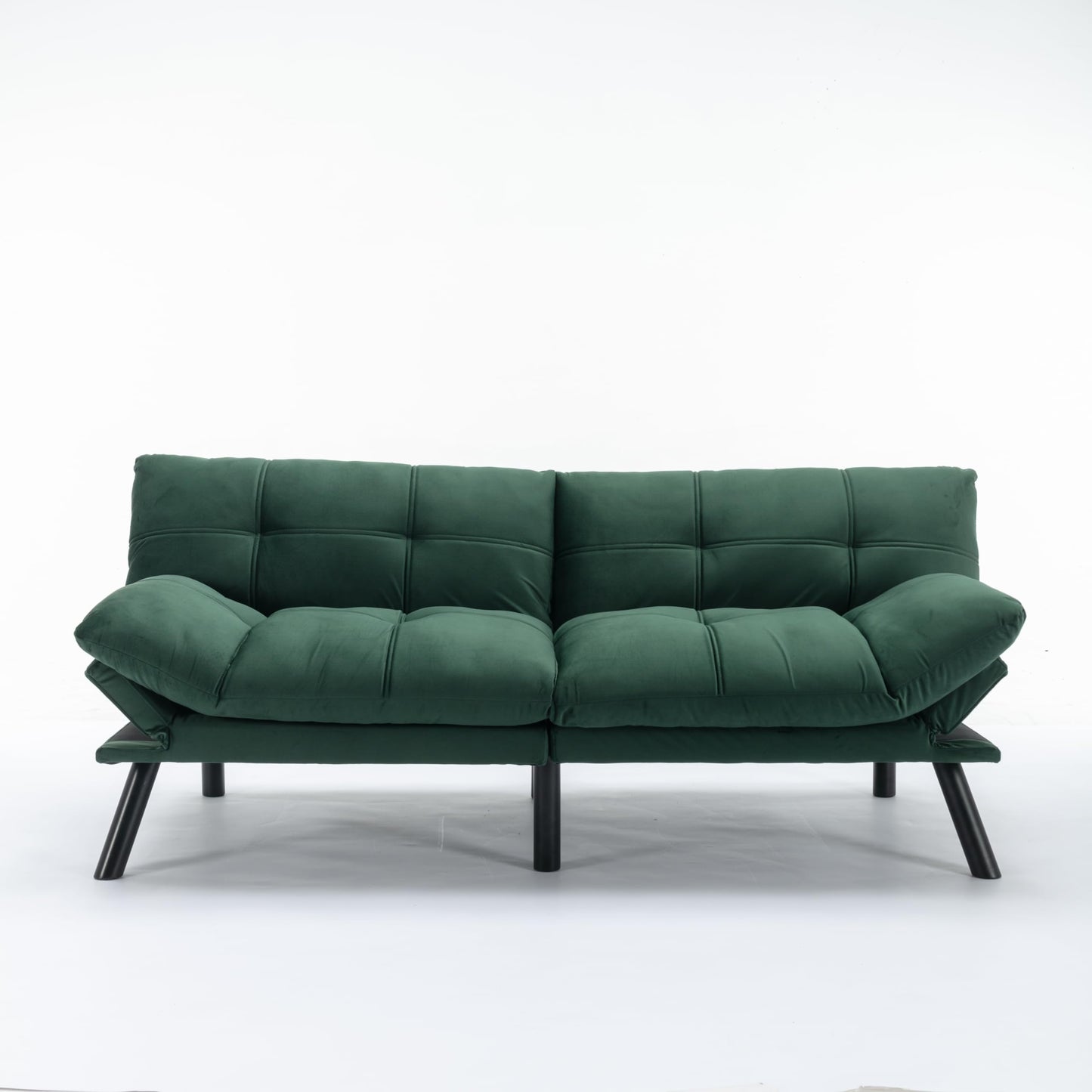 GDFStudio Hayezc Loveseat Sofa, Convertible Sofa Bed, 2-in-1 Folding Modern Futon with Adjustable Armrest & Backrest, 800lbs Capacity Small Apartment Sleeper for Living Room, Office, Emerald Green