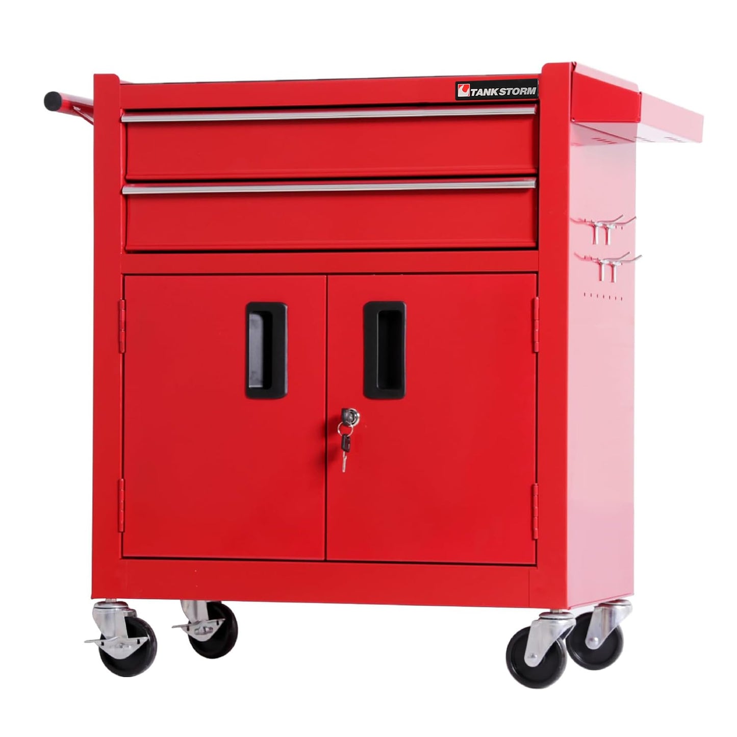 TANKSTORM Tool Chest Heavy Duty Cart Steel Rolling Tool Box with Lockable Doors (TZ12 Red)