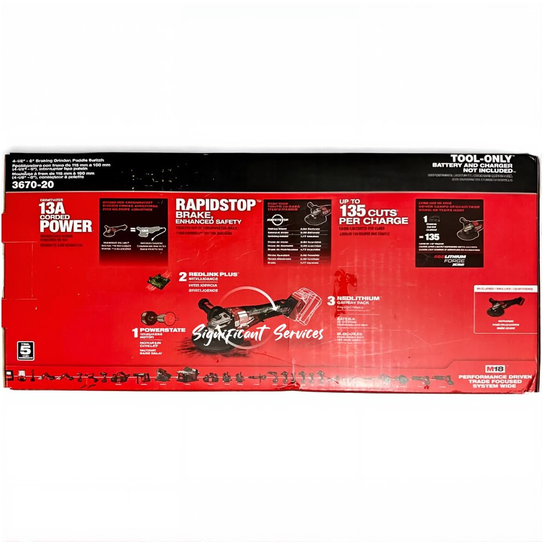 Milwaukee Electric - M18 Fuel 4-1/2-6 Braking Grinder Paddle Switch