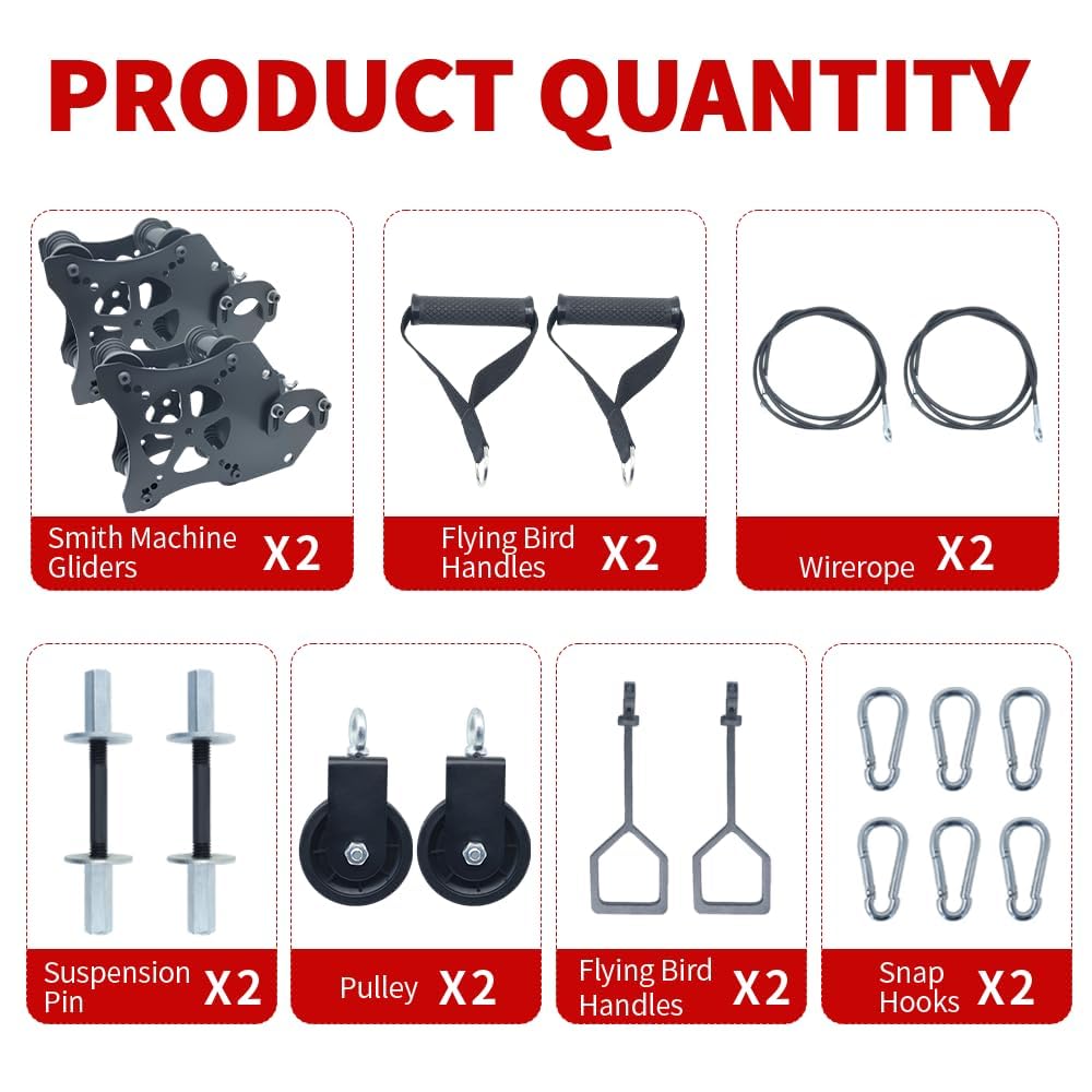 Pulley System Gym Power Rack Attachments Smith Machine Attachments Cable Pulley Attachments for Gym Home Cable Crossover Bench Press Deep Squat for 2" Olympic Barbell 2" Weight Plate (Set-B1)