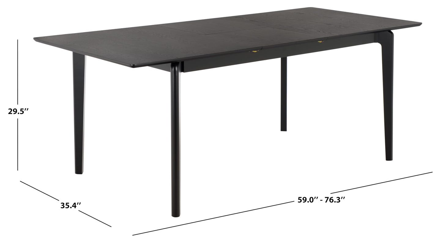 SAFAVIEH Furniture - Hammis 59" - 76" Extendable Dining Table - Black Solid Wood - Fully Assembled - Expandable Table for Dining Room & Kitchen (DTB4304A)
