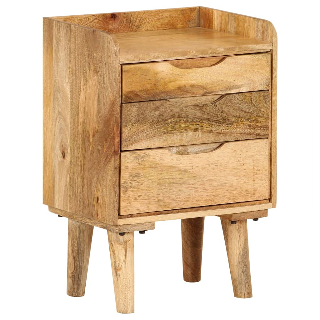 WXGTBKPR Solid Mango Wood Bedside Cabinet with 3 Drawers, Retro Style Nightstand for Bedroom, Storage End Table for Small Spaces, 15.7 x 15.7 x 23.4 Inches, Brown