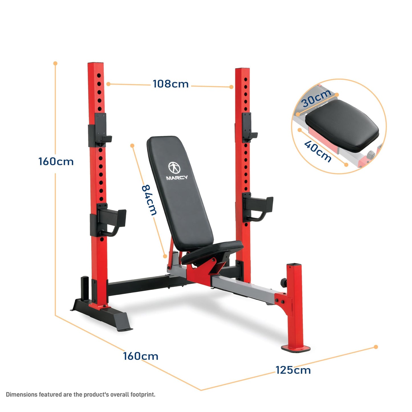 Marcy Deluxe Olympic Weight Bench with Adjustable Back and Bar Catch
