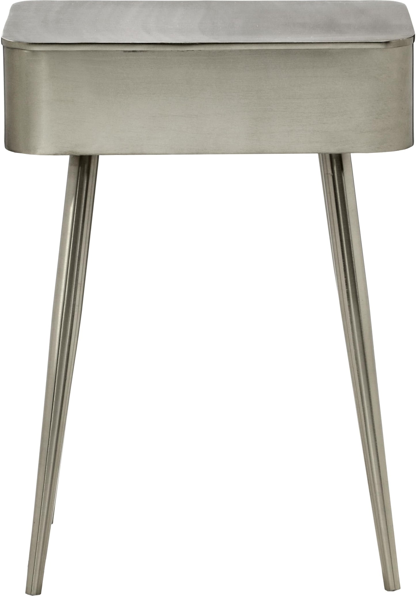Meridian Furniture 331Silver Rylan Collection Modern | Contemporary Night Stand with Brushed Silver Metal Nightstand/Side Table, 1 Storage Drawer, 17" W x 14" D x 23" H, Silver