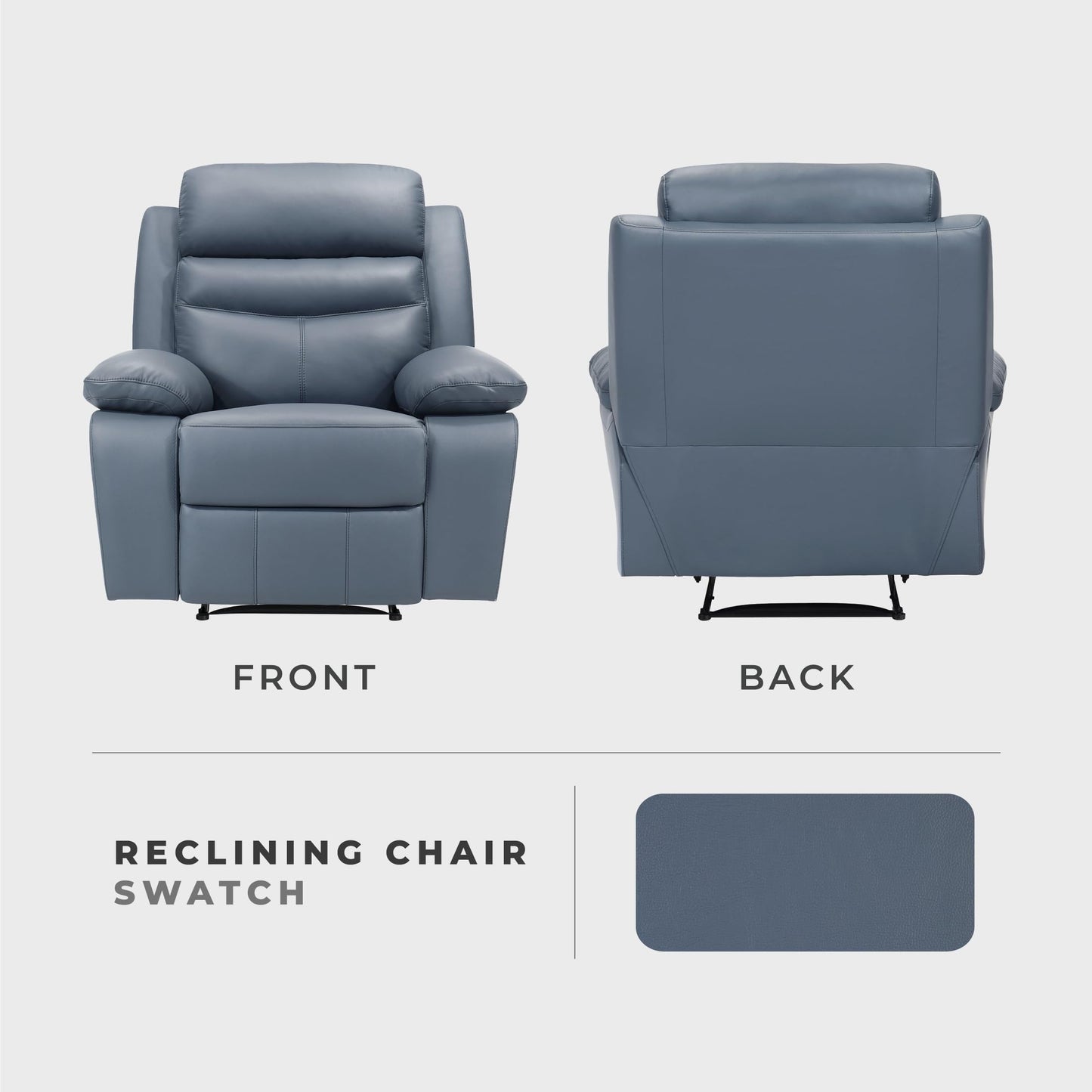 Lexicon 41" W Manual Reclining Chair, Top Grain Leather Match Recliner, Home Theater Seating, Wall Hugger Recliner, Manual Reclining Sofa Chair for Living Room/Office/Apartment, Blue