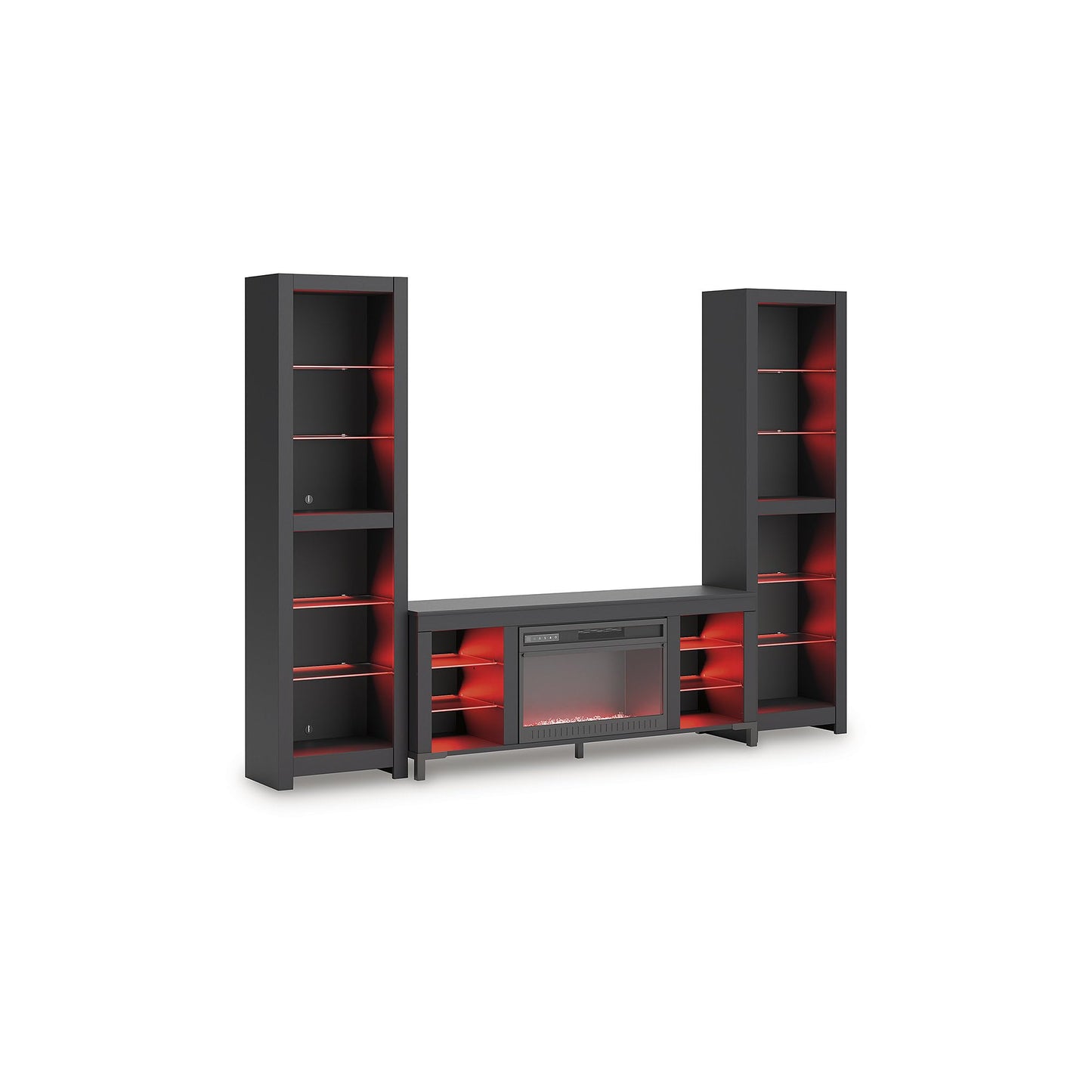 Signature Design by Ashley Cayberry Modern 3-Piece Entertainment Center with Electric Fireplace for TVs up to 68", Black