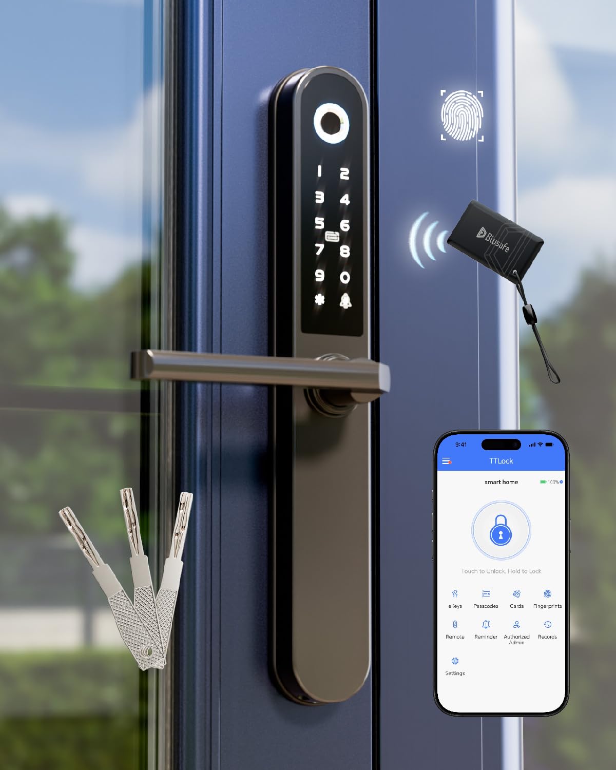Smart Door Lock, Fingerprint Door Lock with Keypad & App Control, Keyless Entry Door Lock, Auto Lock, Anti-Peep Password, Easy Installation for Front Door Home