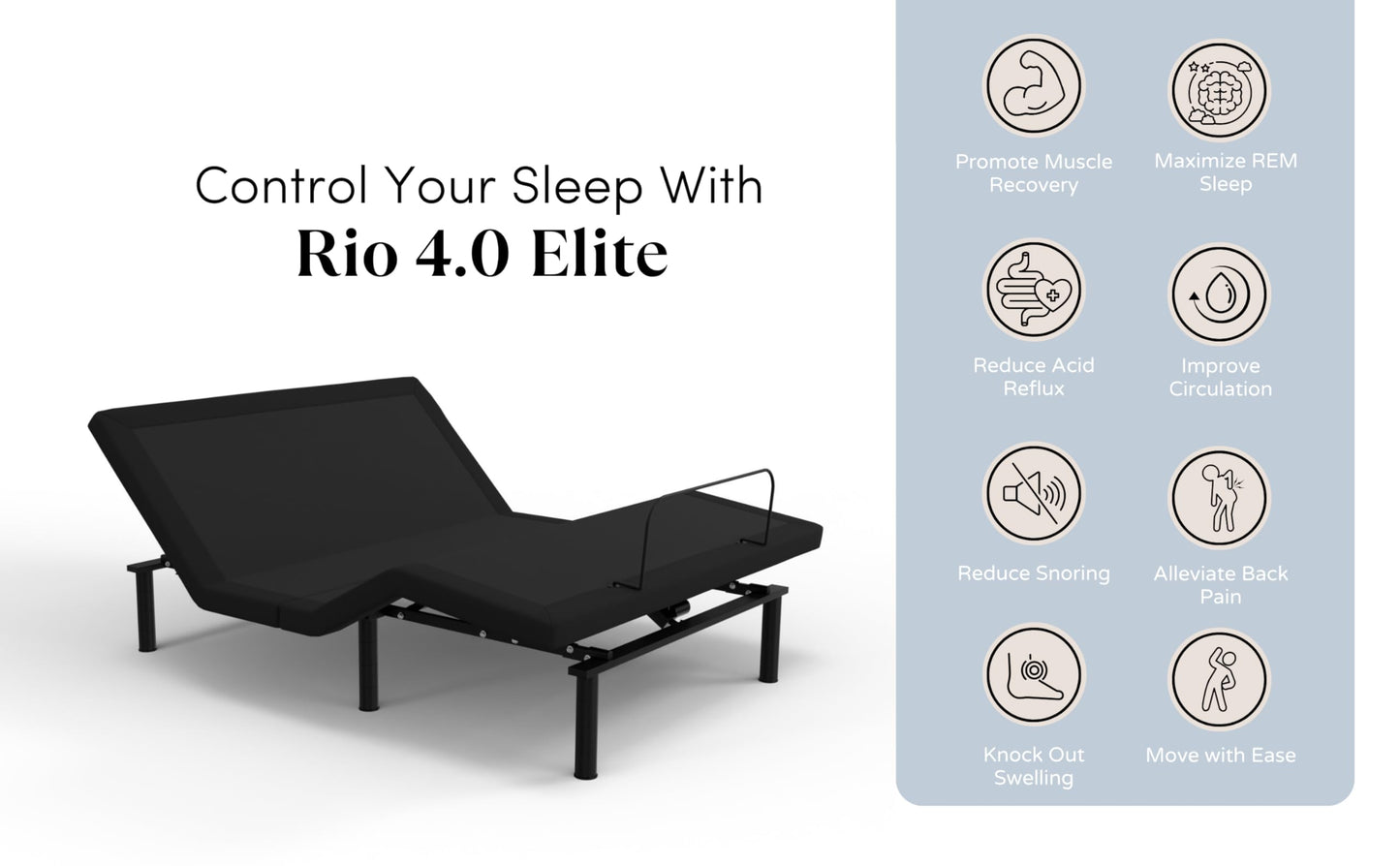 Owen Holmes Rio 4.0 Comfort+ Adjustable Bed Base – Wireless Remote, Zero Gravity, Programmable Presets, Underbed Lighting, Massage with 3 Intensities, Split King