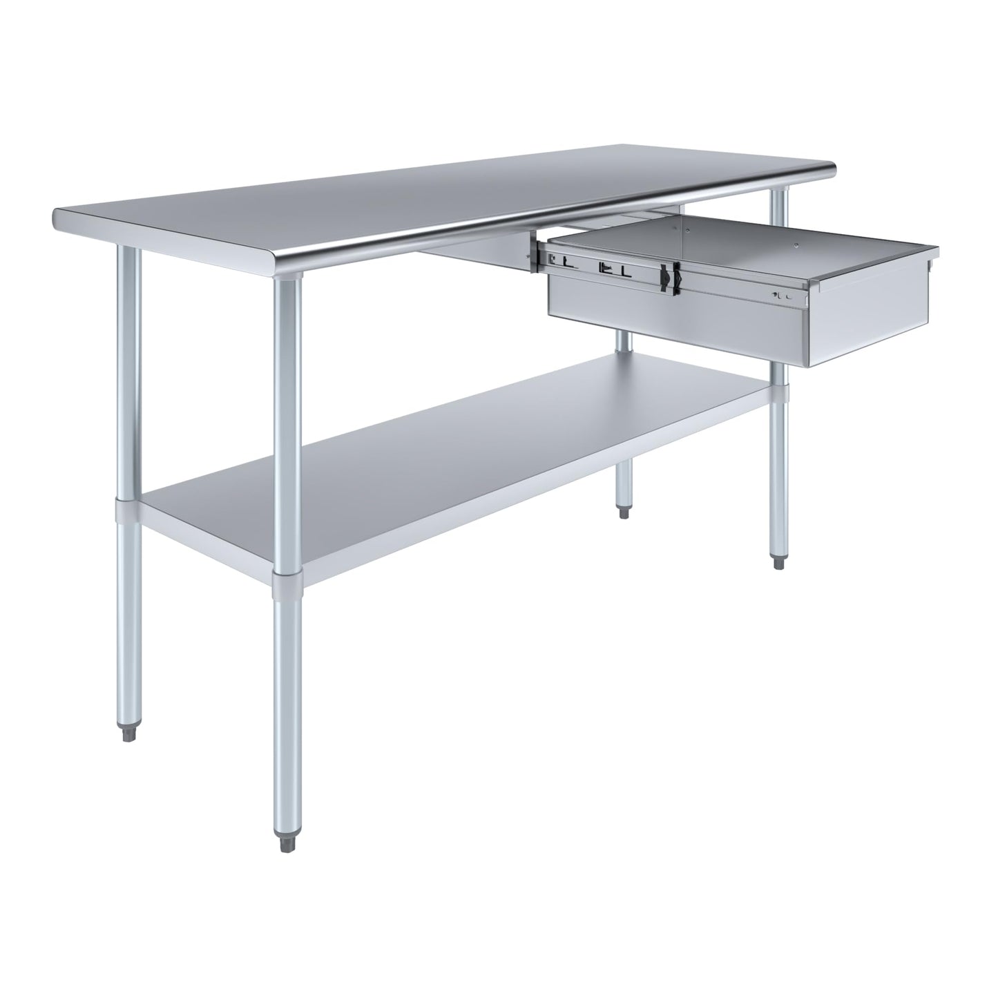 AmGood Stainless Steel Table with Drawer | Commercial & Residential Kitchen Laundry Garage Utility Bench | NSF Metal Prep Table (Stainless Steel Table + Drawer, 60" Long x 24" Deep)