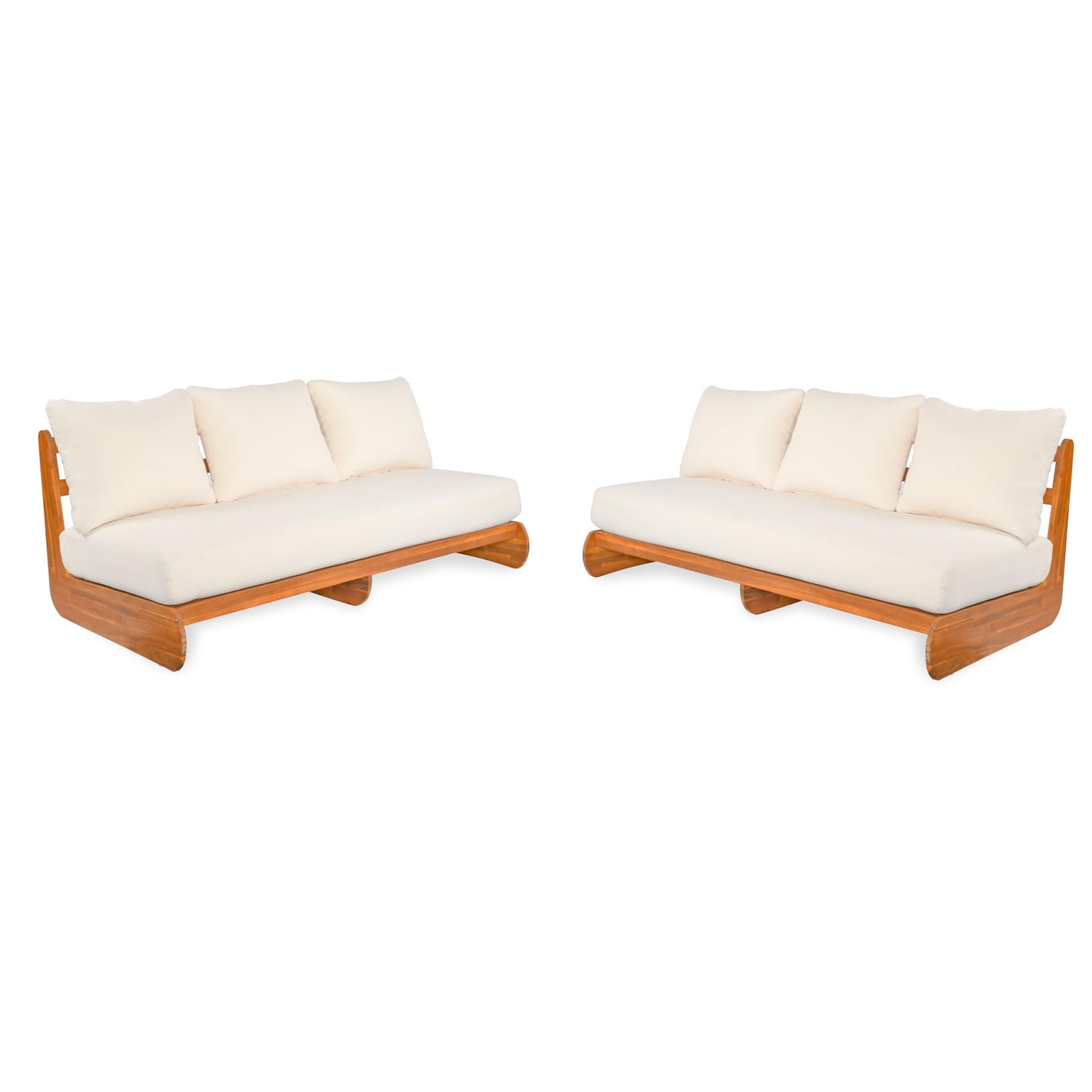 Christopher Knight Home Poppy 2 Piece Patio Conversation Set with Cushion, Acacia Wood 6 Seater Outdoor Sofa Chat Set, Outdoor Sectional Sofa Set of 2 for Patio Furniture Set, Teak+Beige