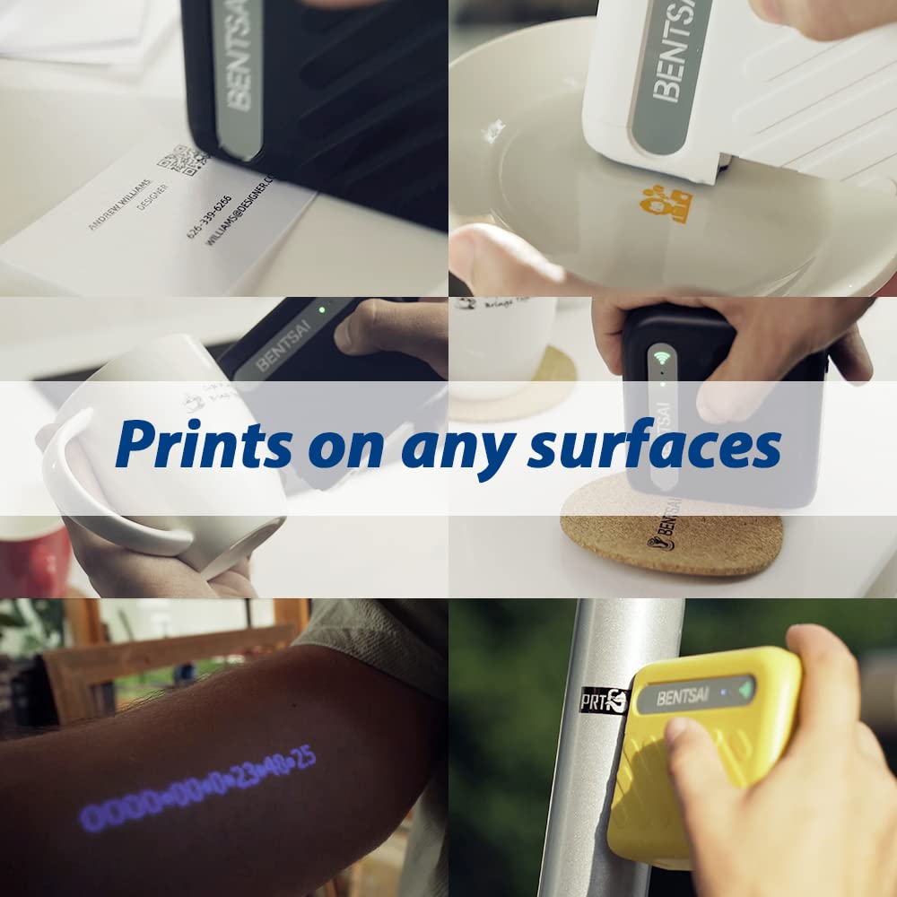 BENTSAI B10 Mini Handheld Printer Portable Printer Mini Inkjet Printer Wirless WiFi Printer with iOS/Android APP for DIY Printing Tshirt Printing QR Code Date Picture Printing (Yellow)