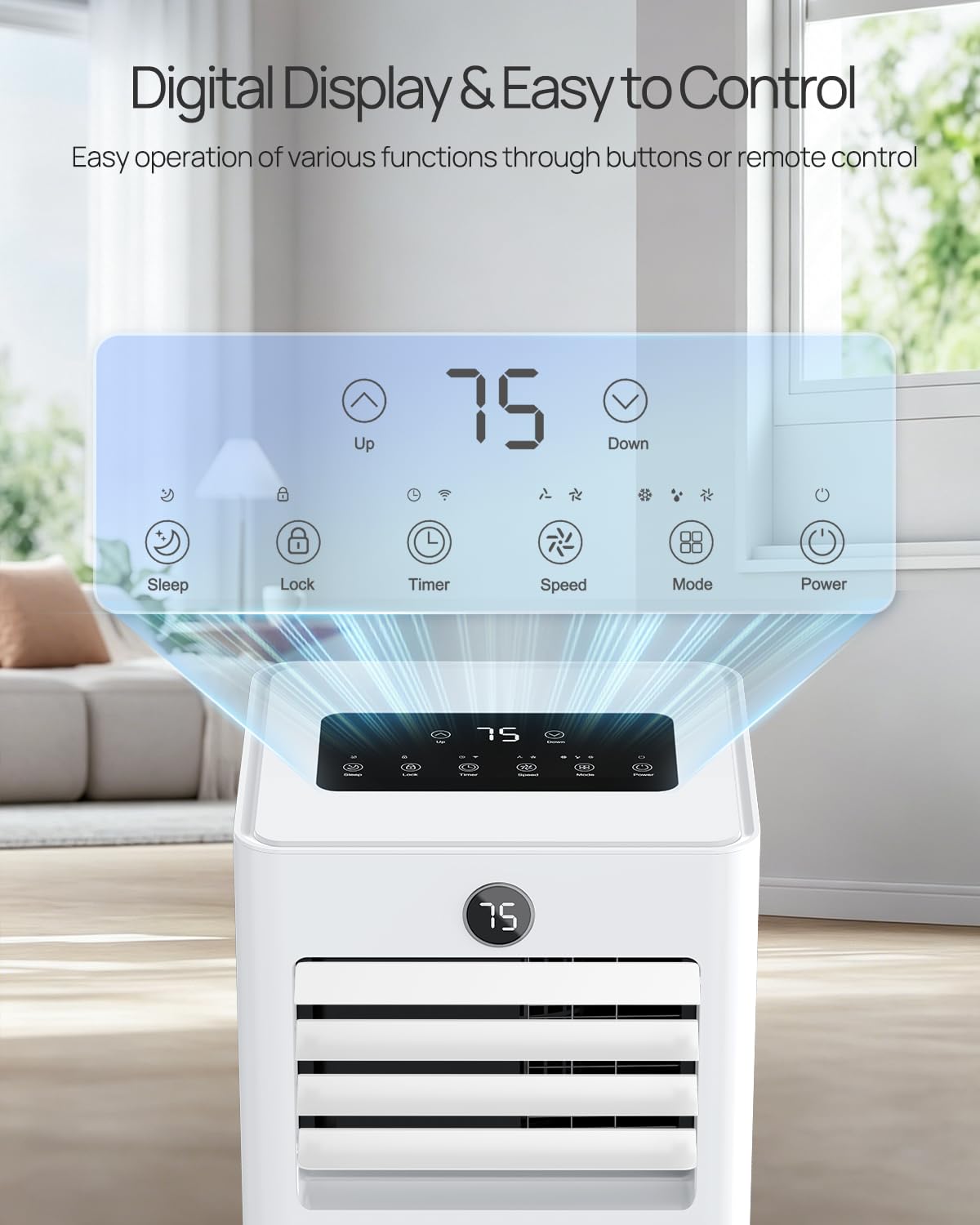 16000 Btu Portable Air Conditioners with WiFi APP, 5-in-1 Portable AC Unit for Large Room up to 850 Sq.Ft with Fast Cooling, Dehumidifier, Fan, Quiet 36dB Sleep Mode, Window Kit for Home, Office