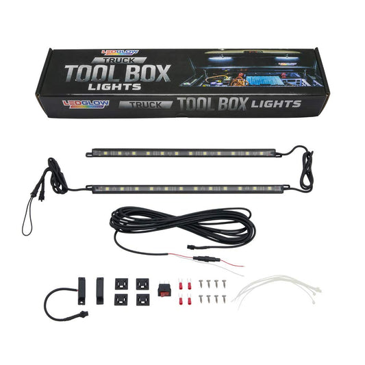 LEDGlow LED Lighting Kit for Trucks - 2pc White 12in Tubes with Magnetic Power Switch - Model LU-TBL