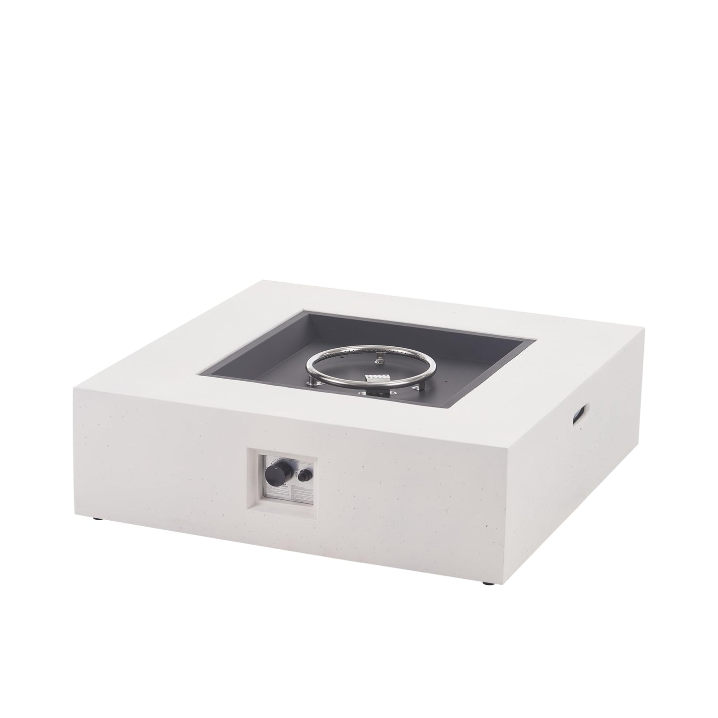 Christopher Knight Home Yuna Outdoor Propane Fire Pit Table with Lava Rock, No Assembly MGO Tank Table for Patio/Deck, 50000 BTU, Square Tabletop Fire Pit Outdoor, Patio Fire Table, White