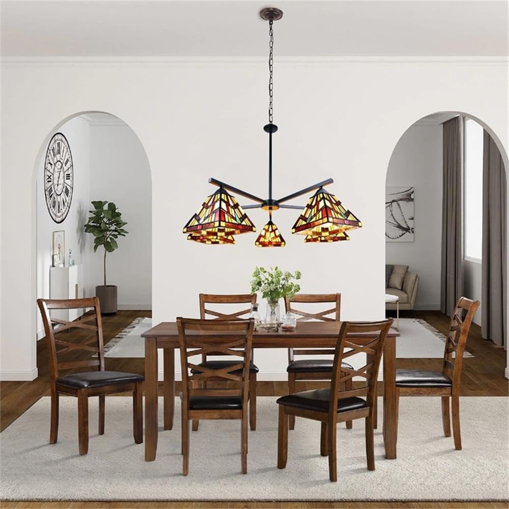 Chloe Lighting 5-Light Chandelier Tiffany-Style Blackish Bronze 30in Wide Multicolor Glass Model CH3T523BM30-EE5