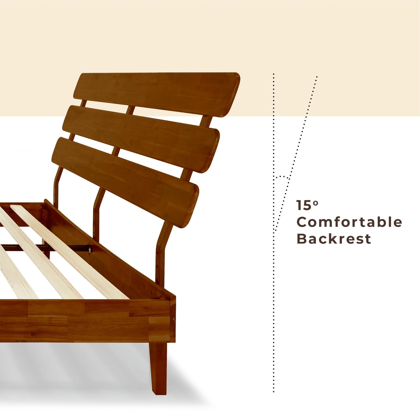 Bme Caden 15 Inch Deluxe Bed Frame with Adjustable Headboard - Mid Century, Retro Style with Acacia Wood - No Box Spring Needed - 12 Strong Wood Slat Support - Easy Assembly - Dark Chocolate, King