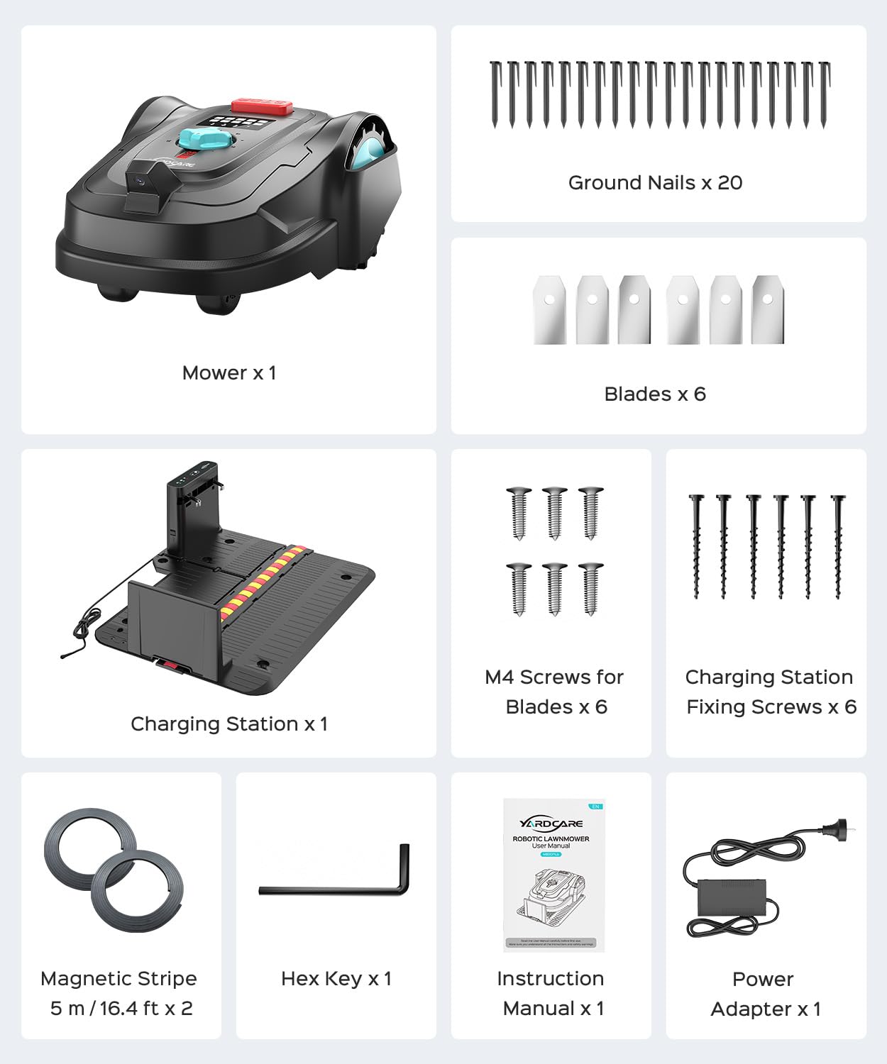 YARDCARE 2026 New M800Plus Robot Lawn Mower, GPS & 3D Vision, with 32.8 ft Magnetic Stripe, Obstacle Avoidance, Auto-Charging, APP Control, Bow-Shaped Mowing for Lawns up to 8611 sq.ft (Jet Black)