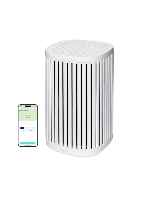 Windmill Air Purifier for Home - 3-In-1 Filtration for Dust, Smoke, & More - True HEPA Filter, Activated Carbon, & Pre-Filter - Ultra-Quiet - App Compatible - Covers Up To 975 sq ft - White